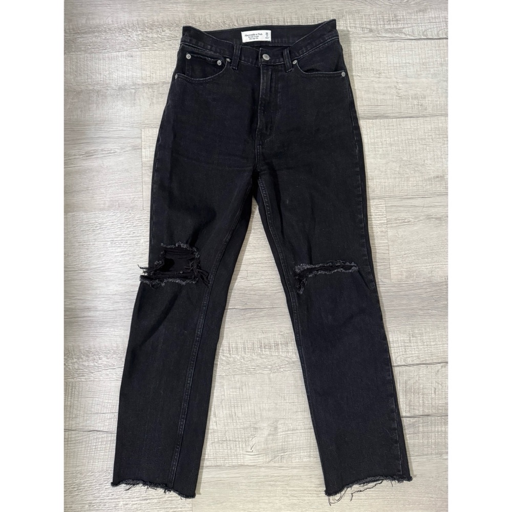 Abercrombie & Fitch Black Ripped Ankle Jeans